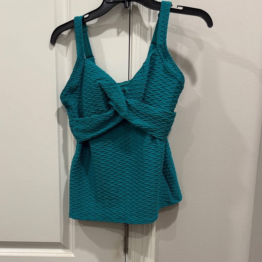 Lands' End Teal Textured Bikini Top